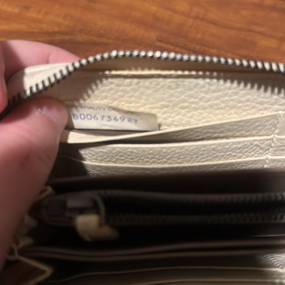 Bottega Veneta authentic cream with gold zippy wallet